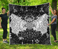 Black And White Demon Wicca Print Quilt