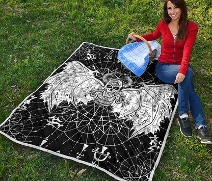 Black And White Demon Wicca Print Quilt