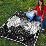 Black And White Demon Wicca Print Quilt
