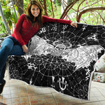 Black And White Demon Wicca Print Quilt
