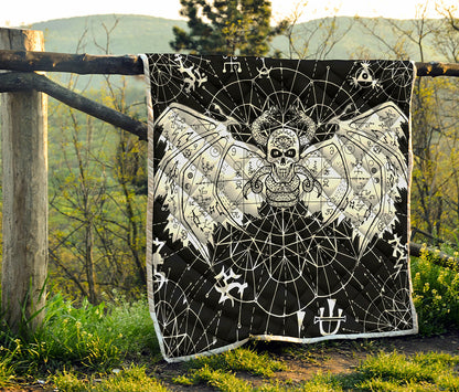 Black And White Demon Wicca Print Quilt
