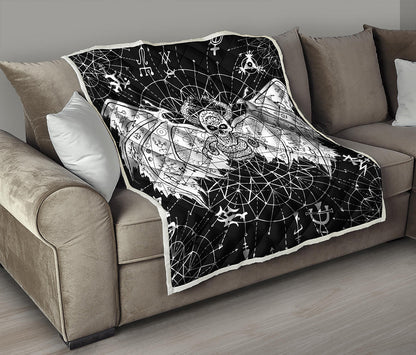 Black And White Demon Wicca Print Quilt