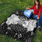 Black And White Demon Wicca Print Quilt