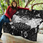 Black And White Demon Wicca Print Quilt