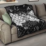 Black And White Demon Wicca Print Quilt