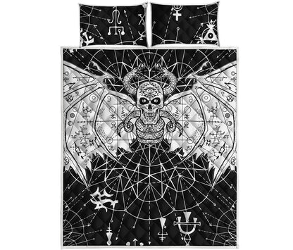 Black And White Demon Wicca Print Quilt Bed Set