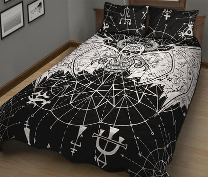 Black And White Demon Wicca Print Quilt Bed Set