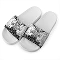 Black And White Demon Wicca Print White Slide Sandals