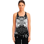 Black And White Demon Wicca Print Women's Racerback Tank Top