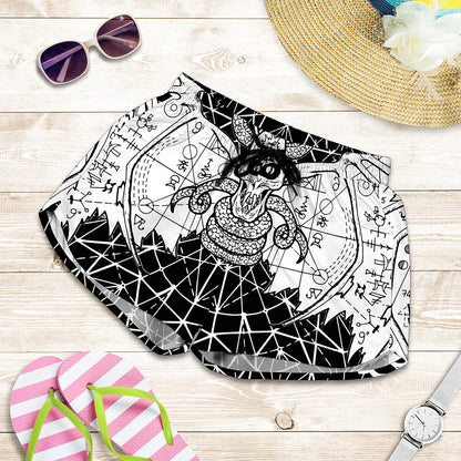 Black And White Demon Wicca Print Women's Shorts