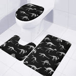 Black And White Dinosaur Fossil Print 3 Piece Bath Mat Set