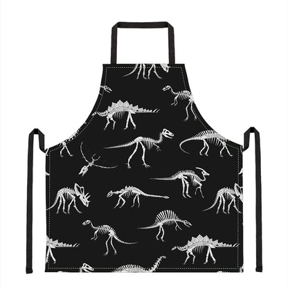 Black And White Dinosaur Fossil Print Apron
