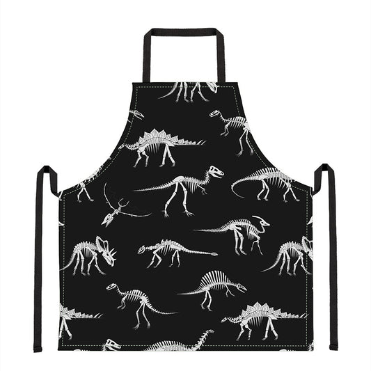 Black And White Dinosaur Fossil Print Apron