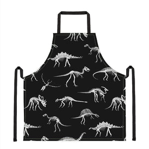 Black And White Dinosaur Fossil Print Apron