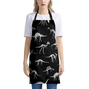 Black And White Dinosaur Fossil Print Apron