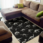 Black And White Dinosaur Fossil Print Area Rug