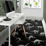 Black And White Dinosaur Fossil Print Area Rug