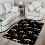 Black And White Dinosaur Fossil Print Area Rug