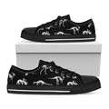 Black And White Dinosaur Fossil Print Black Low Top Sneakers