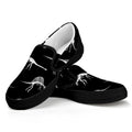 Black And White Dinosaur Fossil Print Black Slip On Sneakers