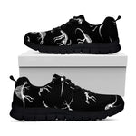 Black And White Dinosaur Fossil Print Black Sneakers