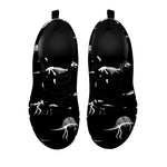 Black And White Dinosaur Fossil Print Black Sneakers