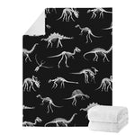 Black And White Dinosaur Fossil Print Blanket