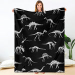 Black And White Dinosaur Fossil Print Blanket