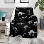Black And White Dinosaur Fossil Print Blanket