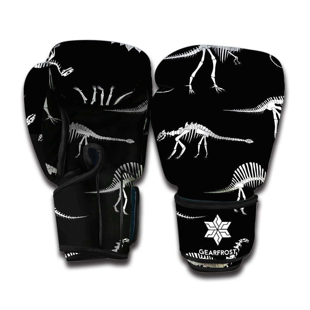 Black And White Dinosaur Fossil Print Boxing Gloves