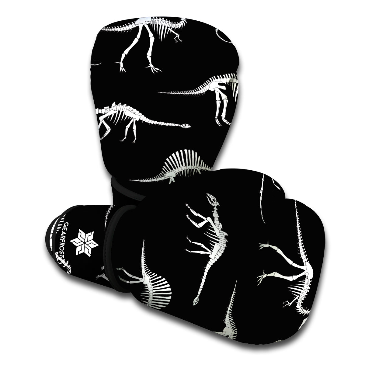 Black And White Dinosaur Fossil Print Boxing Gloves