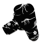 Black And White Dinosaur Fossil Print Boxing Gloves