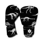 Black And White Dinosaur Fossil Print Boxing Gloves