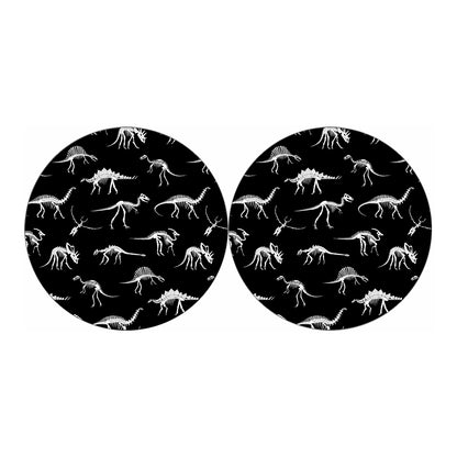 Black And White Dinosaur Fossil Print Car Coasters