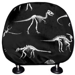 Black And White Dinosaur Fossil Print Car Headrest Covers