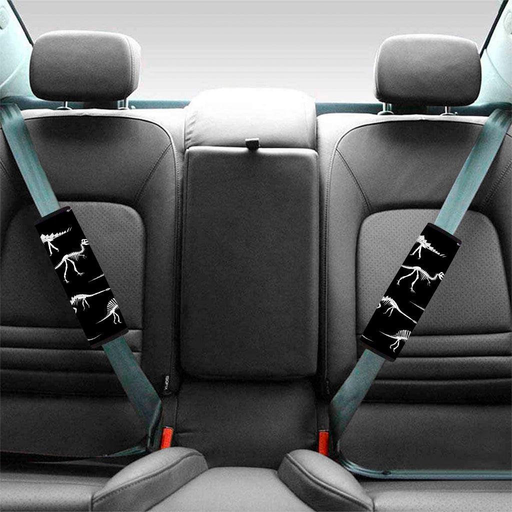 Black And White Dinosaur Fossil Print Car Seat Belt Covers