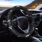 Black And White Dinosaur Fossil Print Car Steering Wheel Cover