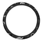 Black And White Dinosaur Fossil Print Car Steering Wheel Cover