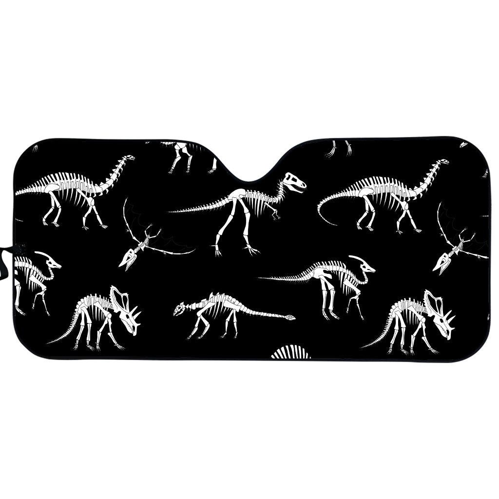 Black And White Dinosaur Fossil Print Car Sun Shade