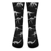 Black And White Dinosaur Fossil Print Crew Socks