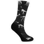 Black And White Dinosaur Fossil Print Crew Socks