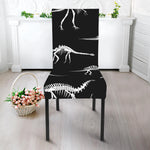 Black And White Dinosaur Fossil Print Dining Chair Slipcover