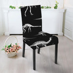 Black And White Dinosaur Fossil Print Dining Chair Slipcover