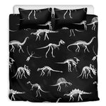 Black And White Dinosaur Fossil Print Duvet Cover Bedding Set
