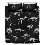 Black And White Dinosaur Fossil Print Duvet Cover Bedding Set