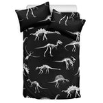 Black And White Dinosaur Fossil Print Duvet Cover Bedding Set