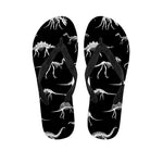 Black And White Dinosaur Fossil Print Flip Flops