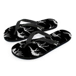 Black And White Dinosaur Fossil Print Flip Flops