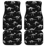 Black And White Dinosaur Fossil Print Front and Back Car Floor Mats