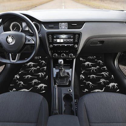 Black And White Dinosaur Fossil Print Front Car Floor Mats